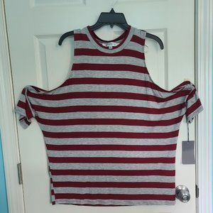 NWT Lily White Cold Shoulder Top L